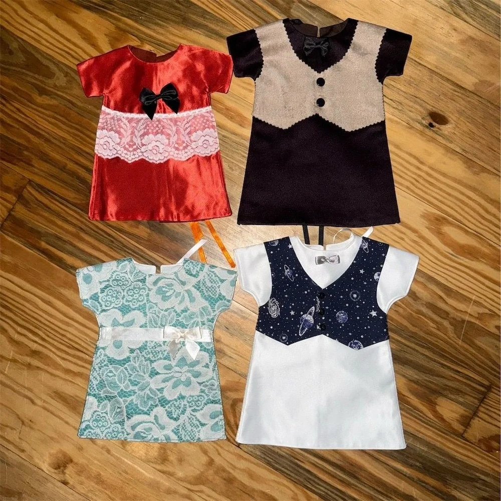 Set 4 Miniature Doll Dresses Vtg & Space Themed 12